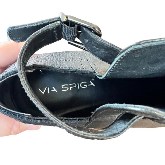 Via Spiga Soft Leather Black Ankle Block Chunky Heel Boots 10 - Picture 8 of 11